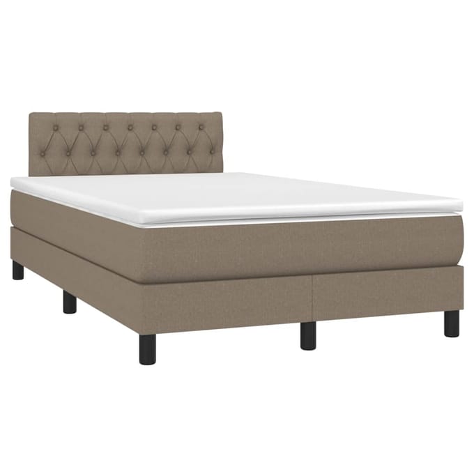 vidaXL - Boxspring - met - matras - en - LED - stof - taupe - 120x200 - cm