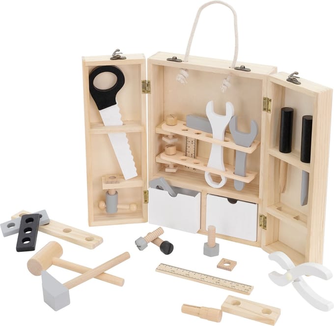 Joyz gereedschapskist serie houten speelgoed set met 8 gereedschappen multifunctioneel educatief montessori speelgoed voor kinderen vanaf 2 jaar houten gereedschap cadeau leergereedschap kist met accessoires ideaal voor ontwikkeling en spel