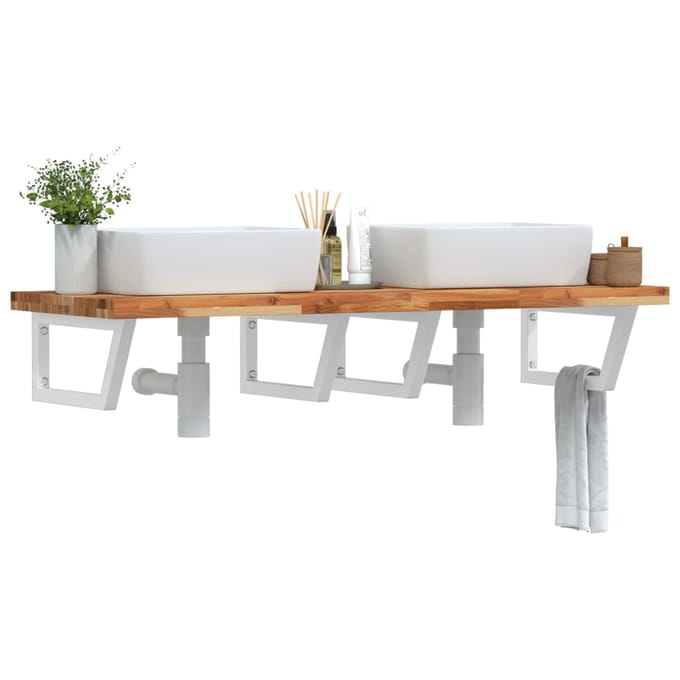 vidaXL - Badkamer - wandschap - staal - en - massief - acaciahout