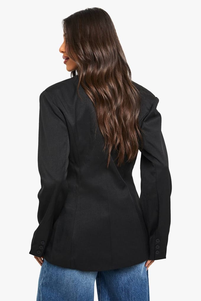 boohoo Dames Woven Tailored Cinched Blazer | Zwart | Maat: 36