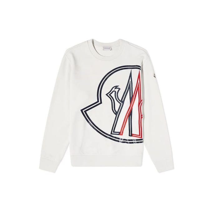 Moncler Logo Patroon Pullover Ronde Hals Sweatshirt Heren sweatshirts Wit 8G00014809KR90S L white