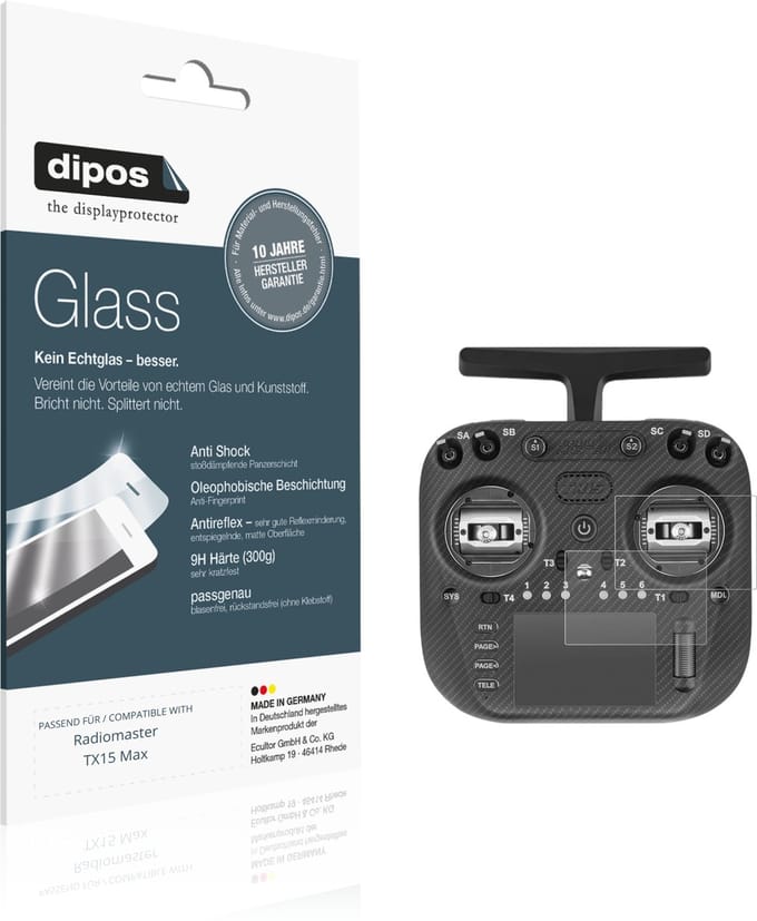 dipos – 2x Matte Pantserfolie geschikt voor Radiomaster TX15 | 9H Screenprotector