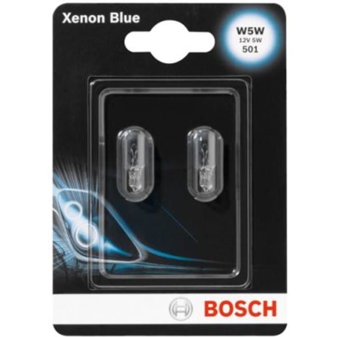 P27/7w lamp BOSCH W5W Xenon Blue 12V/5W, 2 Stuk