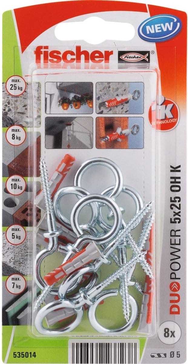 Fischer Universele Plug Duopower Nylon - Diam. 5x25mm - 8 Stuks