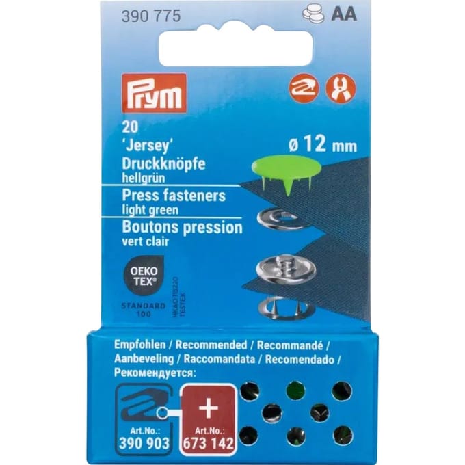 Prym Drukknopen Jersey, 12 mm, 20 stuks (en) - Lichtgroen