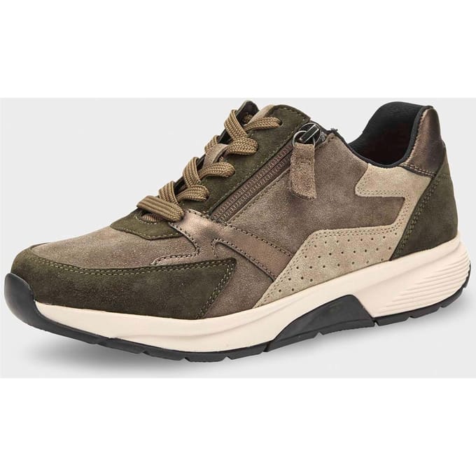 Sneakers met mesh voering - kaki / beige - Gr. 7,5 van Goldner Fashion