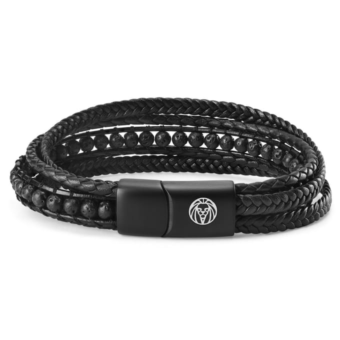Naxos lLeren Armband met Lavasteen