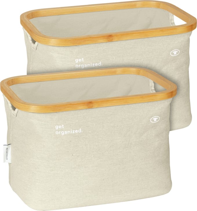 TOM TAILOR Opbergdoos Bamboe Frame Set van 2 Beige Mand Badkamer Organizer Boxen