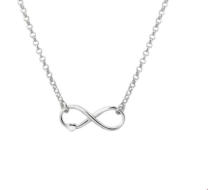 Zilver Gerhodineerde Collier infinity en hart 2 1320228