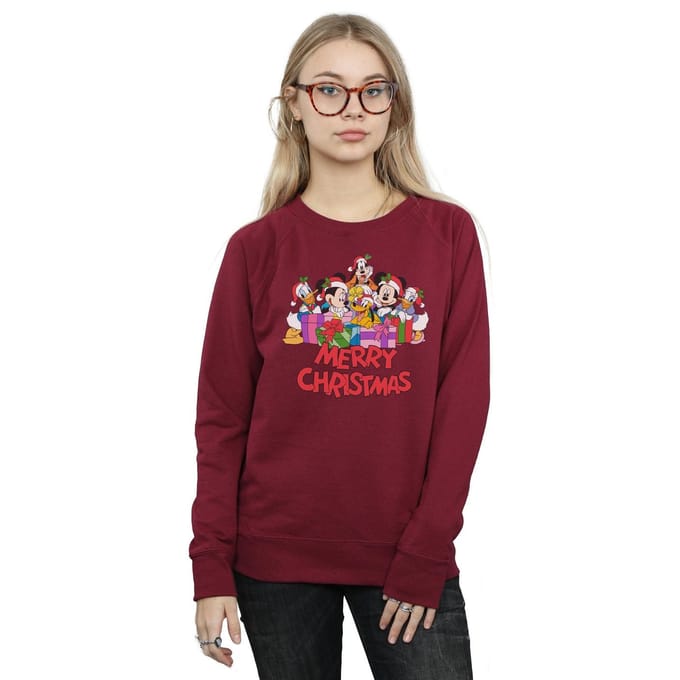 Disney Dames/Dames Mickey Mouse And Friends Kerstmis Sweatshirt (Bourgondië)