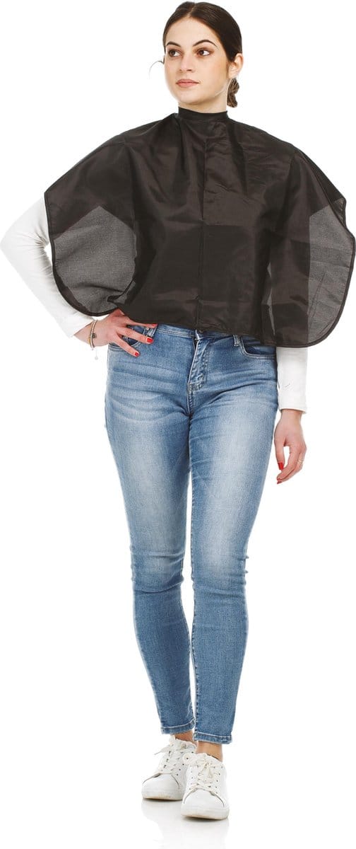 Halflange Kapmantel Black - polyester - knoopsluiting - 95x70 cm