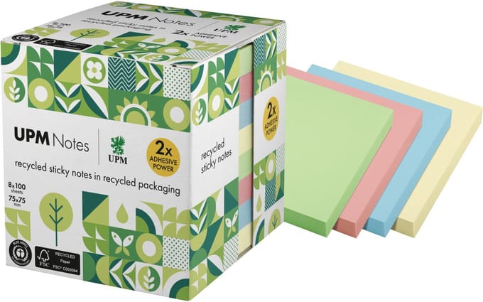 UPN sticky notes - formaat 75 x 75 mm - pastel kleuren - 8 memoblokken - IN-5654-88UR-8