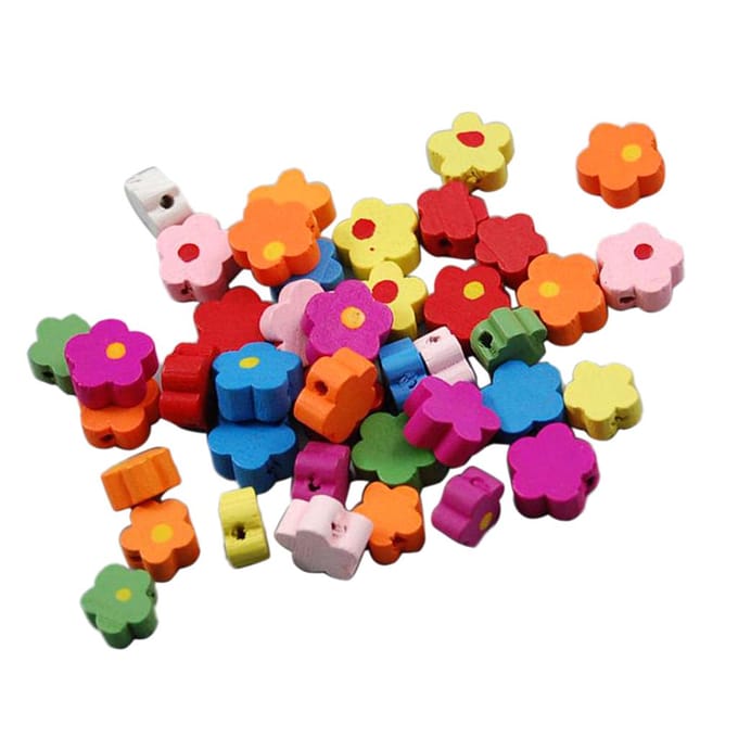100 Stuks Bloem Houten Kralen Baby Fopspeen Clip Spacer Bead DIY Craft 10mm 12mm veelkleurig