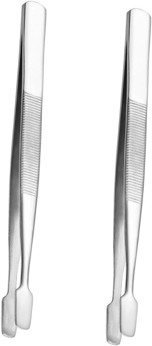 Pincet Set - Verzamelgereedschap - Delicate Objecten Hanteren - Gladde Spade Tips - 114 mm - Zilver