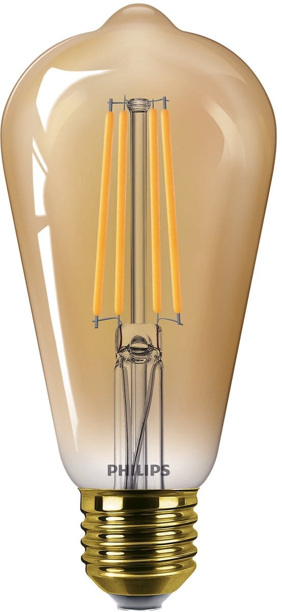 Philips Ledfilamentlamp Edison Warmglow - Amber - D6,4cm - Dimbaar - Warm Wit - E27 - 5,8w
