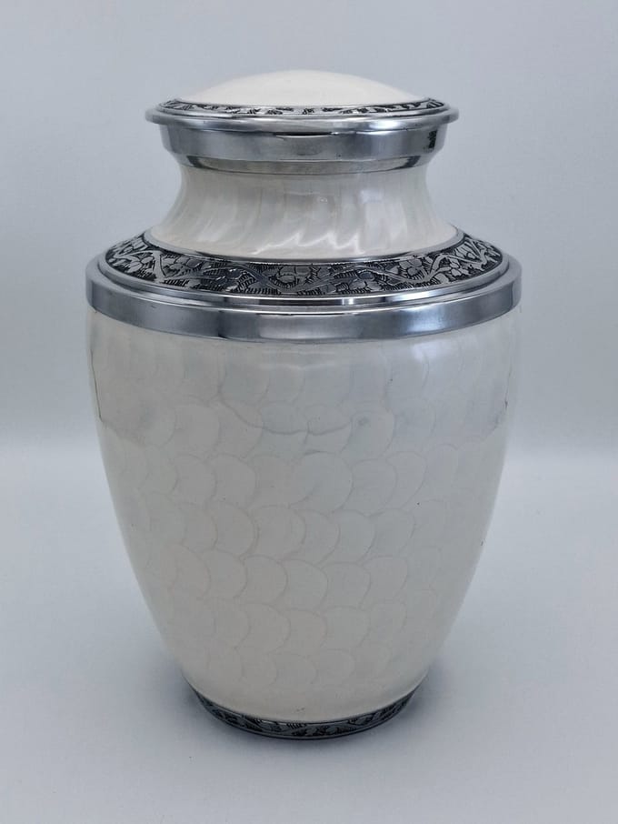 Urn Pearl White Enamel 13898