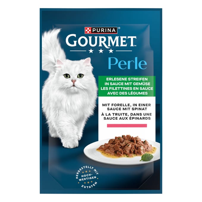 50% Korting! 2 x 26 x 85 g Gourmet Perle natvoer voor katten 52 x 85 g  - Forel & Spinazie 2 x (26 x 85 g)