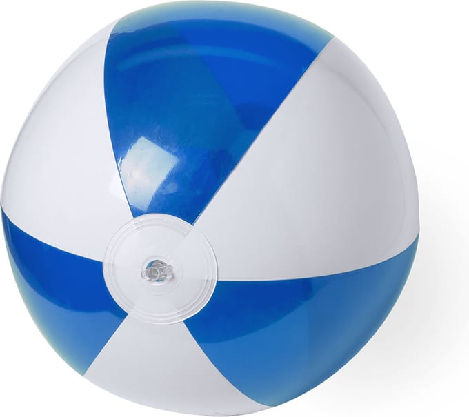 Inspirion Speelgoed strandbal - opblaasbaar - blauw/wit - dia 28 cm - Strandballen