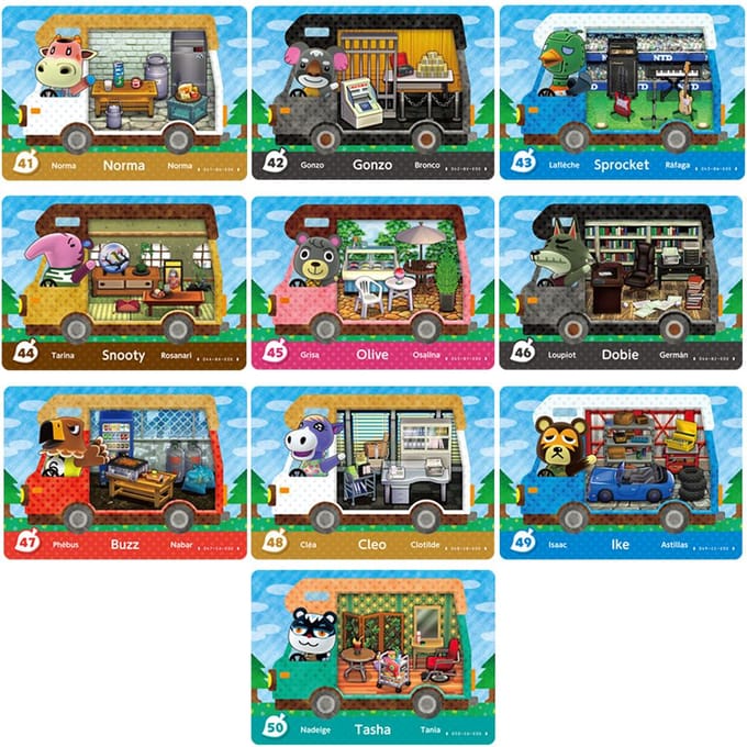 50 PIÈCES Cartes de Jeu Mini RV Animal Crossing Étanches Résistantes à l'Usure Pour NS Switch blue