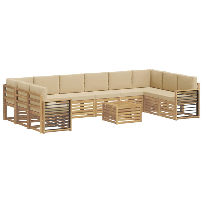 vidaXL - Buiten - bank - set - 11 - st - Wit - en - Beige - Polyester