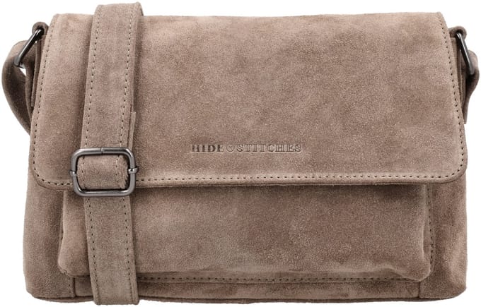Hide & Stitches Brazos Schoudertas - Suede - Crossbody - Leer - Overslag - Leren Dames Tas - Taupe