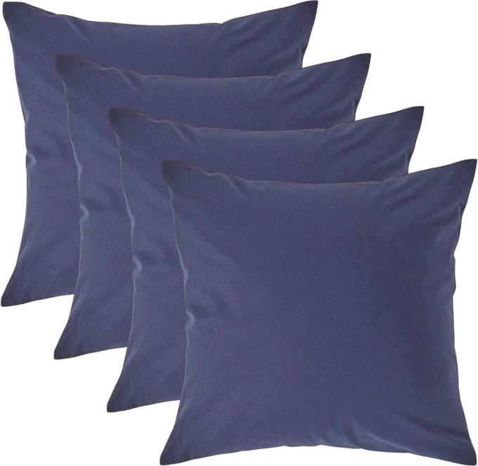 Homescapes Kussensloop 40x40 cm Set van 4 – Marineblauw – 100% Egyptisch Perkal Katoen – 200 TC