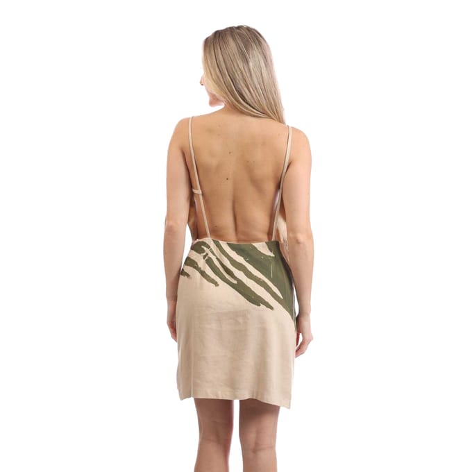 Off White Dames/Dames Zebra Mini Jurk (Beige)