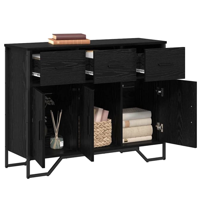 vidaXL - Dressoir - Zwart - Eiken - 97 - x - 32,5 - x - 74,5 - cm