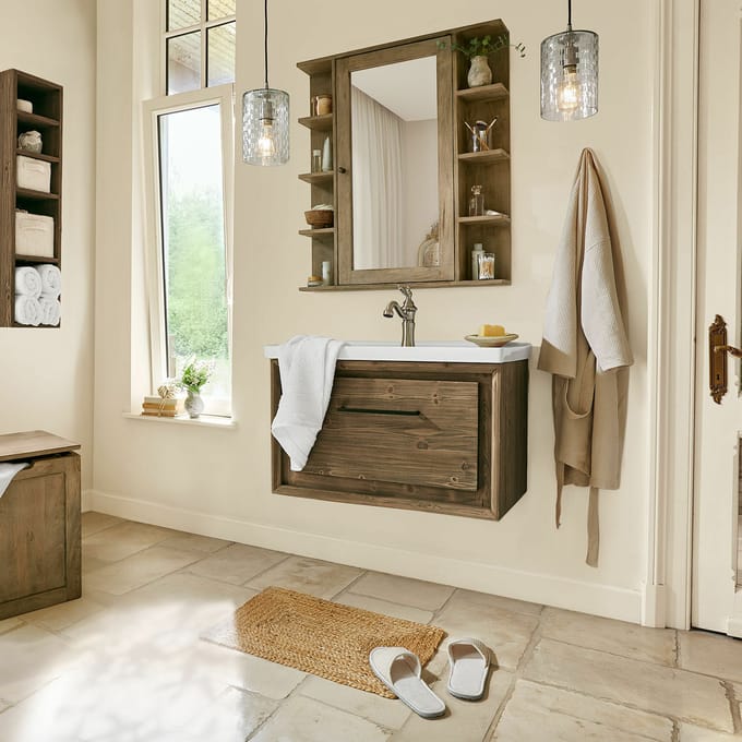 LOBERON Wastafelmeubel Greenhaven wit/bruin