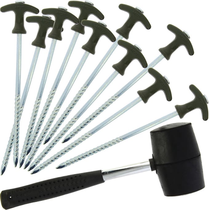 NGT Bivvy Peg Set met 10 tentharingen en hamer | Bivvy accessoire