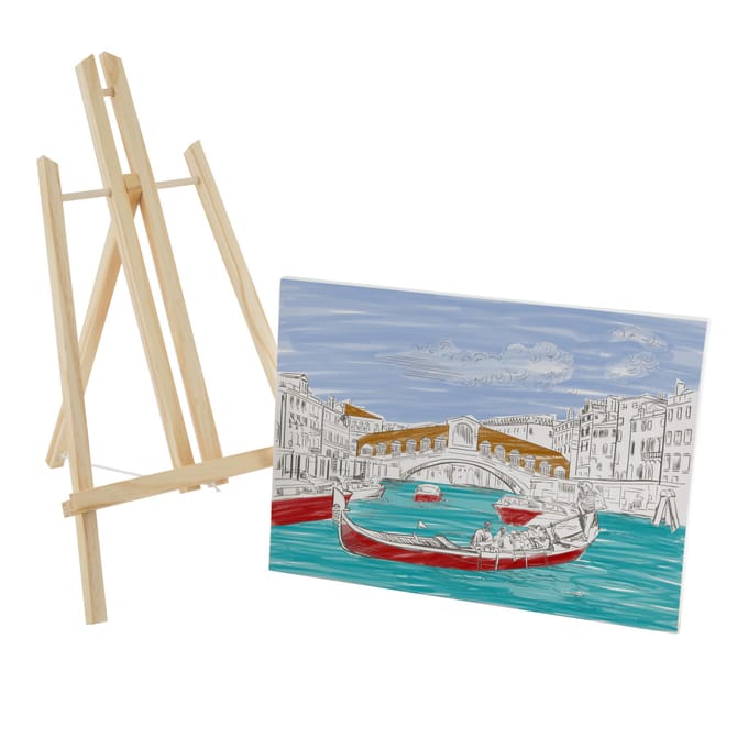 Canvas met print 30 x22,5 cm inclusief schildersezel