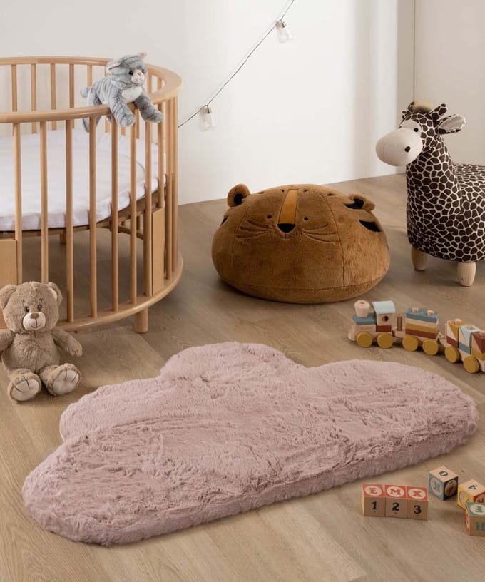 Kindervloerkleed wolk - Fluffy roze 70x115