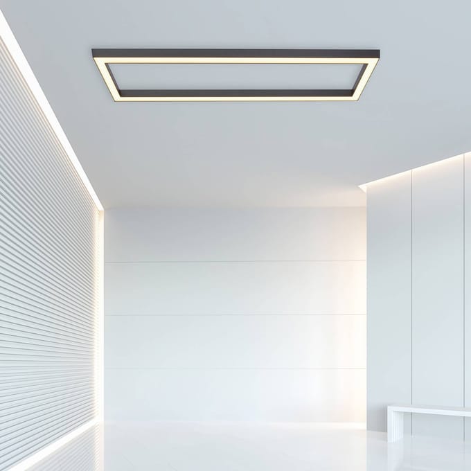 LED plafondlamp PURE Lines, 110 x 30 cm, antraciet, afstandsbediening