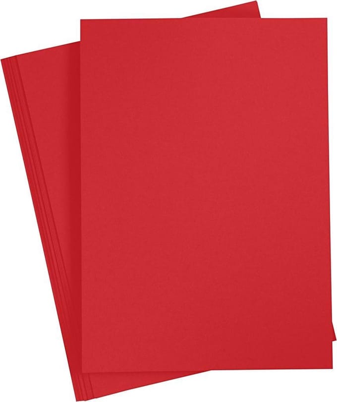 Gekleurd Karton A4,210x297 mm, 180 gr, kerstrood, 20 vel | Knutselkarton