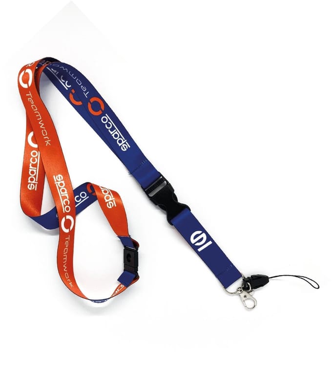 Sparco Lanyard Teamwork Sleutelhanger - Blauw/Fluo - Multicolor