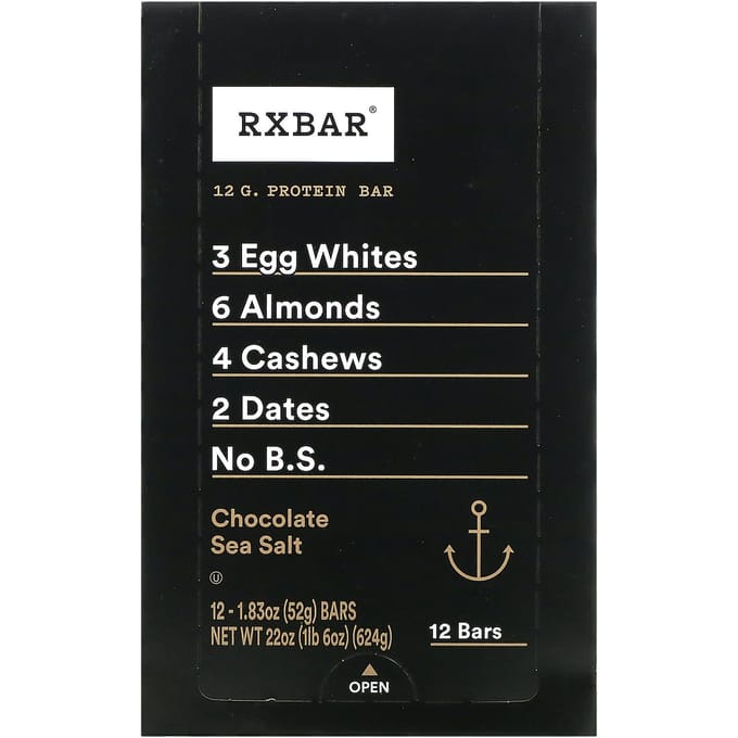 RXBAR, eiwitreep, chocolade zeezout, 12 repen, 52 g (1.83 oz) elk
