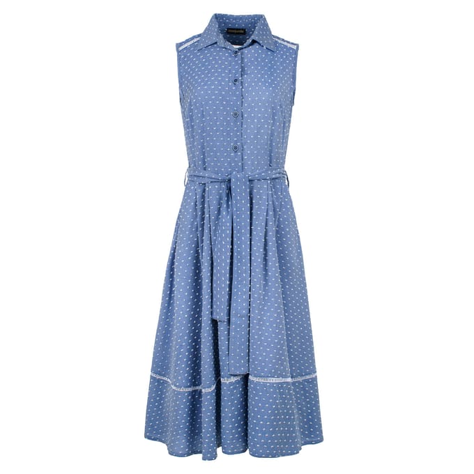 Indigo knoopdetails jurk