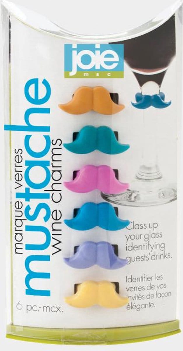 Joie set van 6 glasmarkers snorretjes