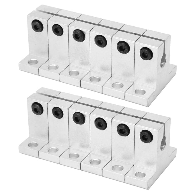 Kit de 12 pièces Support de rail de mouvement linéaire Tige de serrage d'arbre en alliage d'aluminium pour imprimante 3D white