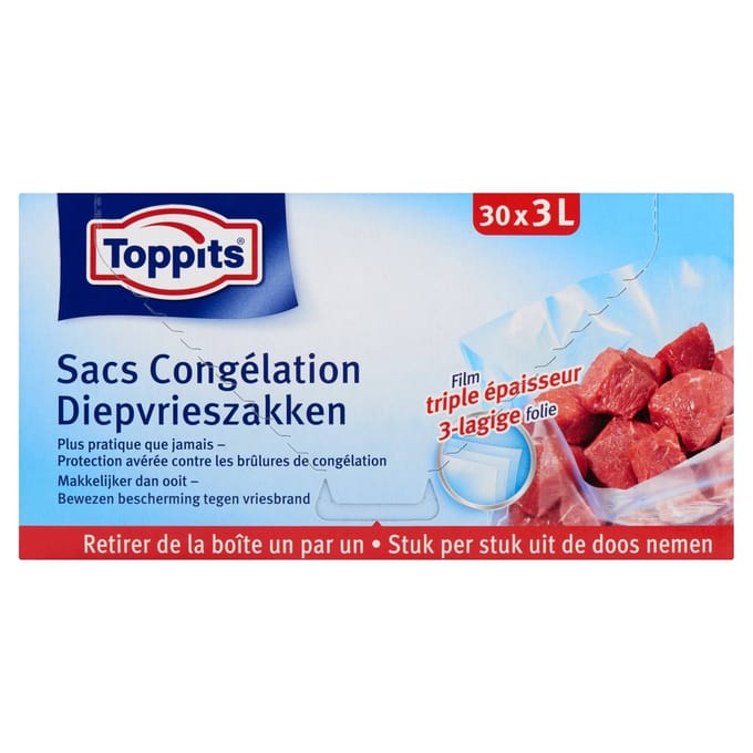 Toppits - Diepvrieszakjes - 3 liter - 30 stuks