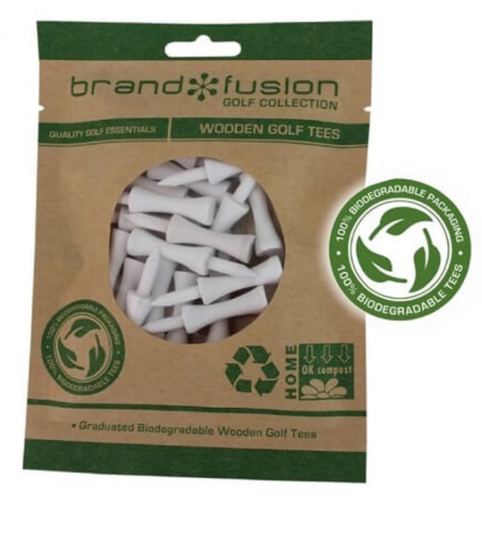 Brand Fusion Biodegradable Wooden Golf Tees 51mm 20 pack