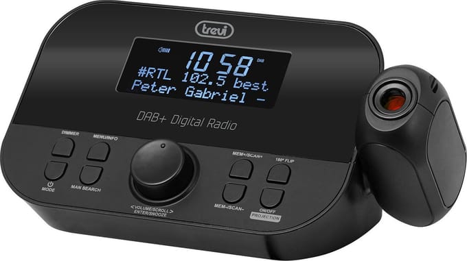 Wekkerradio met tijd projectie, DAB / DAB + digitale ontvanger - Trevi RC 85D8, zwart