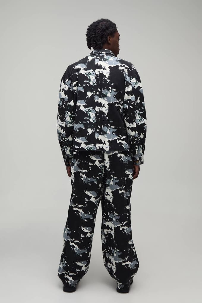 Ballonmodel Broek Met Vervormd Camouflageprint In Twill | Green | Size Medium