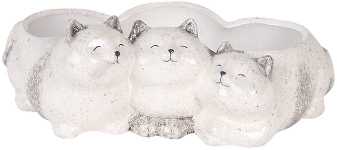 Clayre & Eef Decoratie Beeld Katten 27x16x10 cm Grijs Keramiek