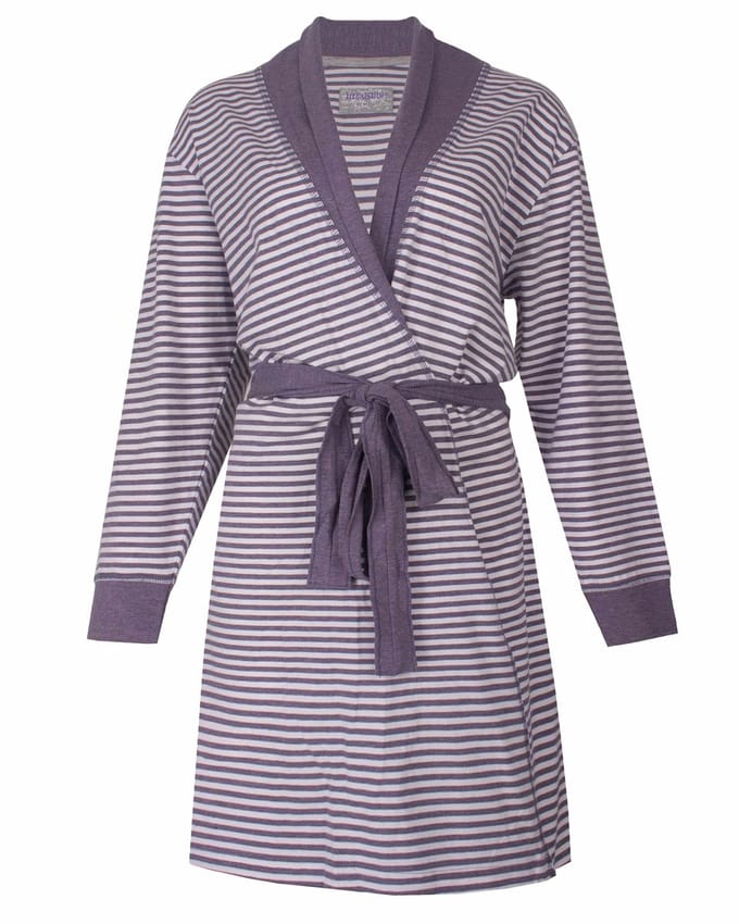 Irresistible - Dames Badjas - Kamerjas - Paars en Wit - Maat m