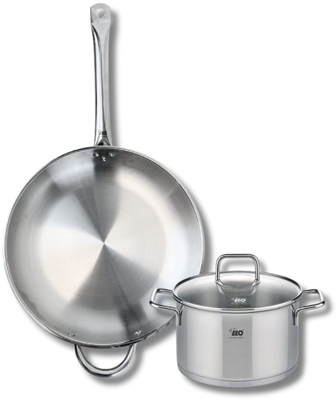 Set van 1 Koekenpan 32 cm en 1 braadpan 20 cm Elo Profi Citrin