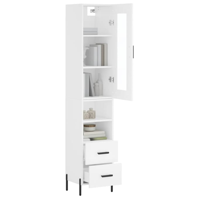 vidaXL - Hoge - kast - 34,5x34x180 - cm - bewerkt - hout - wit