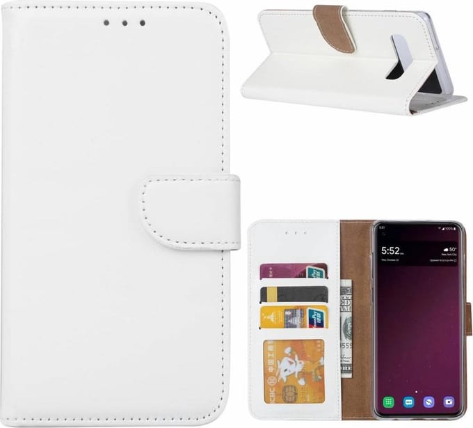Ntech Portemonnee Hoesje Geschikt Voor Samsung Galaxy S10 - Wit