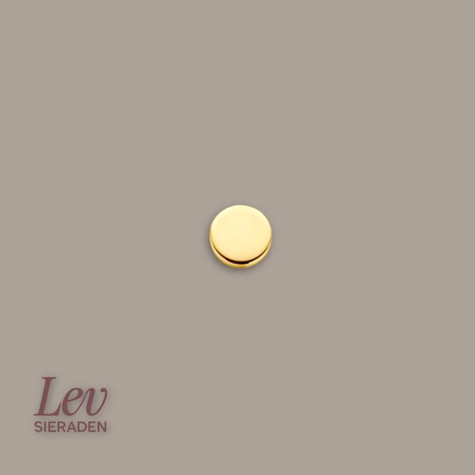 Lev Sieraden - 14k gouden Labret piercing flat top - 0.8x8mm - 3mm top - 585 goud - intern schroefdraad - Internally treaded