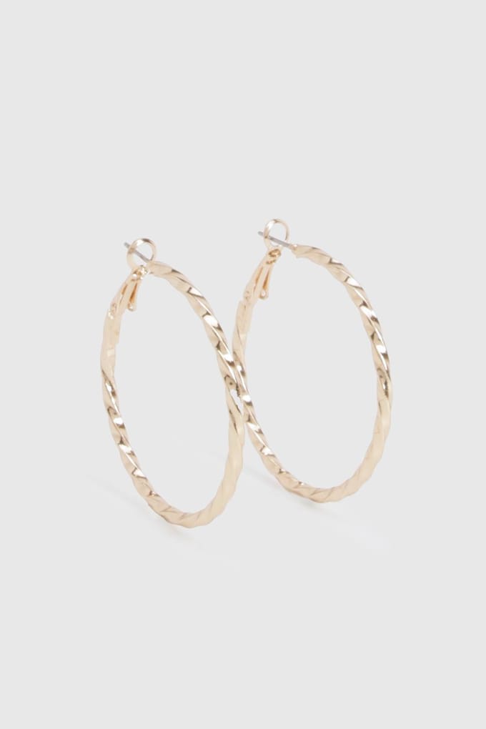 boohoo Dames Gouden Gedraaide Hoepeloorbellen